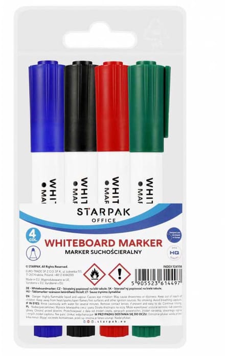 Lobbes whiteboard stiften set - 4 kleuren markers voor whiteboard.