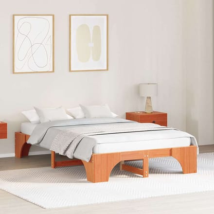 vidaXL - Bedframe - Wasbruin - 120 - x - 200 - cm - Massief - grenenhout