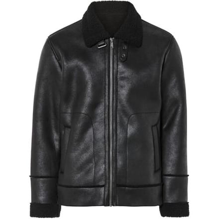 LIVERGY Heren bikerjack met imitatiebont (Zwart, XL (56/58))