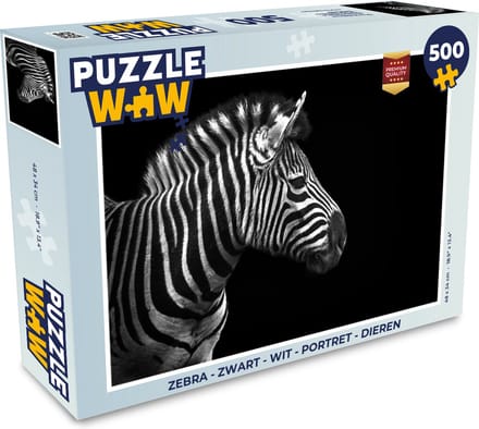 Puzzel Zebra - Zwart - Wit - Portret - Dieren - Legpuzzel - Puzzel 500 stukjes