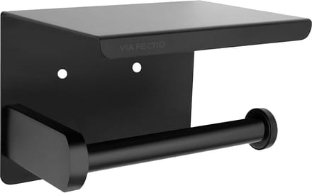 Via Fectio® WC Rolhouder met Plankje - Zonder Boren - Mat Zwart - RVS