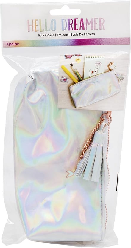 American Crafts - Hello Dreamer Storage - Pencil Case - Holographic Silver.