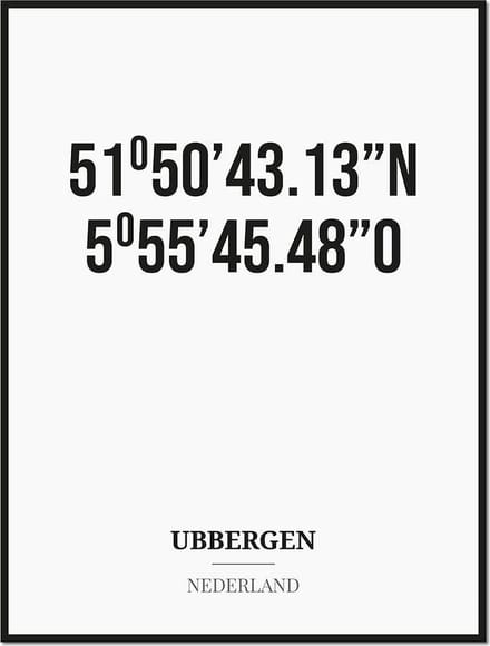 Poster/kaart UBBERGEN met coördinaten