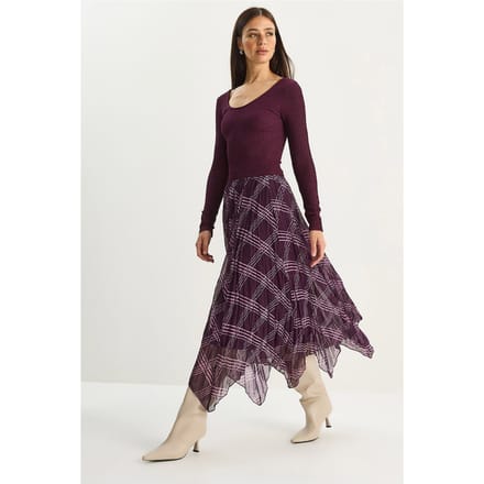 Gestreepte Geruite Midi Rok