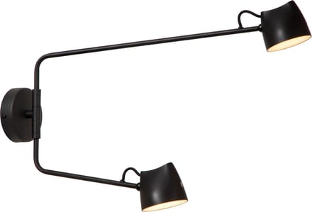 Lucide MILNE - Wandlamp - LED Dimbaar - 2x8W 2700K - Zwart