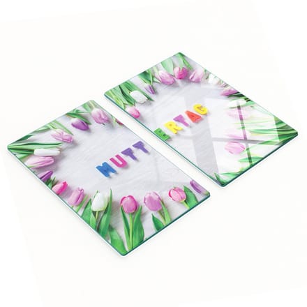 Geharde multifunctionele decoratieve glazen borden voor Moederdag 2x30x52 cm