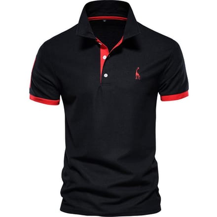 Heren Poloshirt met Borduurwerk van Herten Korte Mouw Judy Mesh Revers T-shirt Plenty S black