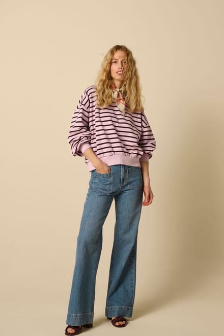Sissy-Boy - Lichtroze gestreepte sweater