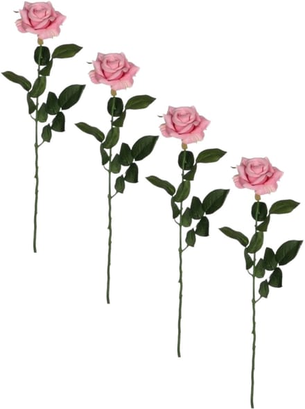 Mica Decorations Roos kunstbloem 66 cm - 8x - roze - polyester - decoratief - lang