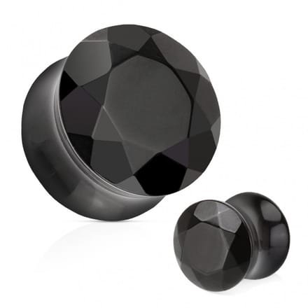 Double flared plug black agaat steen 14 mm - LMPiercings