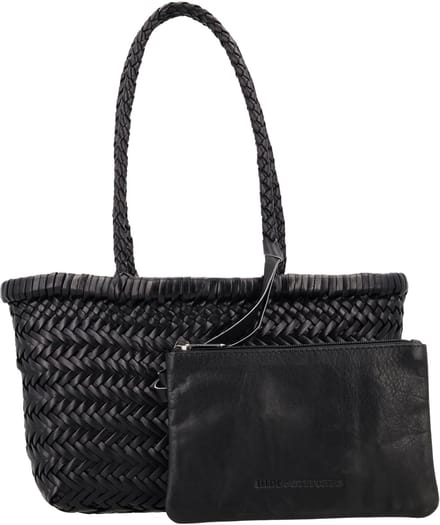 Hide & Stitches Amazone Shopper - Schoudertas - Gevlochten - Leer - Medium - Leren Dames Tas - Zwart