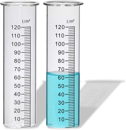 Reserveglazen voor regenmeter - 2 stuks, meetglas met schaal in l/m²