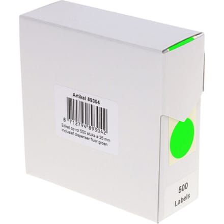 Etiket Rillprint 25mm op rol fluor groen 500 stuks
