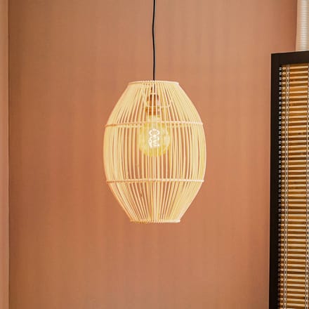 Viokef Hanglamp Anteo van rotan, hoog Oval