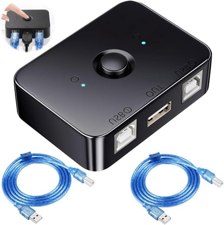 Set van 3 Printers met USB 2.0, Handmatige Schakelaar en LED Licht, Inclusief 2 Printerkabels voor Twee Computers