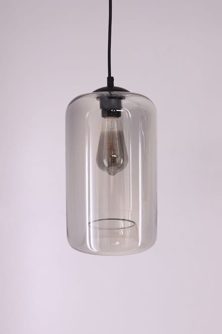 EEF hanglamp Grey - getint grijs glas - 6lichts - 100cm