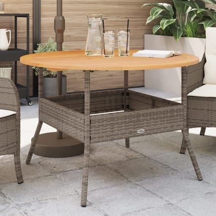 vidaXL - Tuintafel - met - acaciahouten - blad - Ø110x71 - cm - poly - rattan - grijs