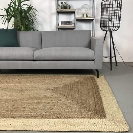 Jute Vloerkleed Rechthoek Naturel/Wit - 190 x 290 - (L)