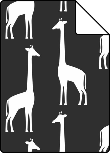 Proefstaal ESTAhome behang giraffen zwart wit - 26.5 x 21 cm - 139062-S