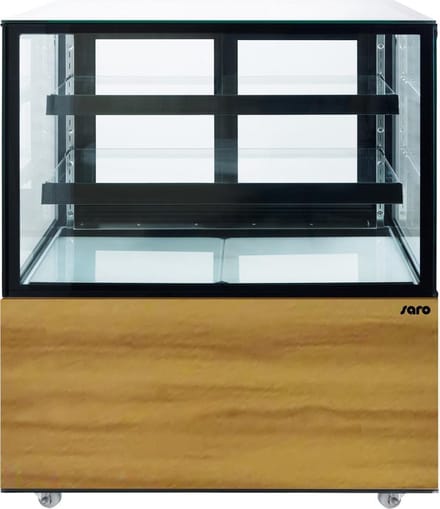 SARO Gebaksvitrine MAXIME | 300L | RVS | LED Verlichting | Dubbelzijdig Glas | Geforceerde Koeling | Horeca Vitrine