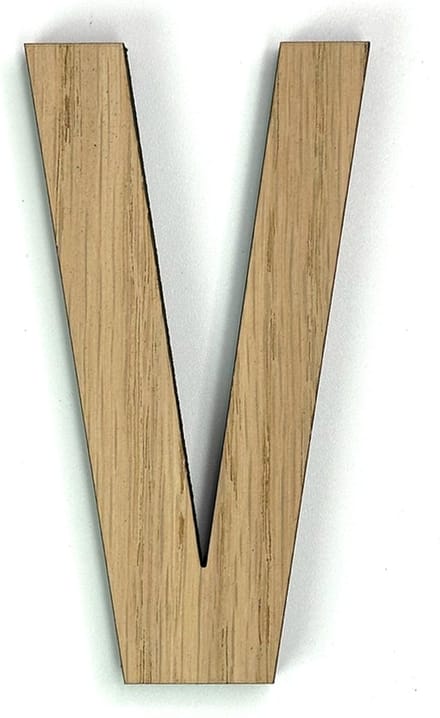 Houten letter V - 37 cm hoog