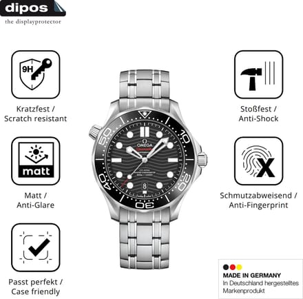 dipos – 2x Matte Pantserfolie geschikt voor Omega Seamaster Diver 300M 42 mm | 9H Screenprotector
