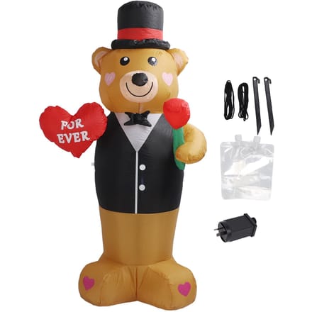 Opblaasbare Teddybeer 210T Polyestervezel 185CM IP44 Waterdicht met LED Krachtige Ventilator Opblazen red