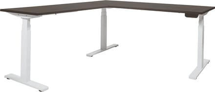 Dextro Plus Hoek-opstelling elektrisch zit/sta bureau frame Wit (RAL9010) blad Logan eiken 160CMx200CM