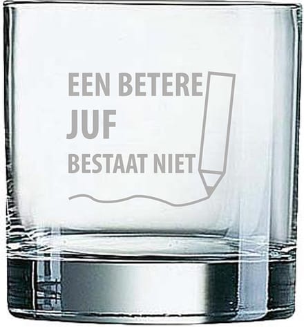Gegraveerde Whiskeyglas 38cl een betere juf bestaat niet