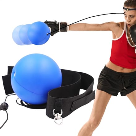 Boksbal Set - Reflex Bal - Reactie Training - Verstelbare Hoofdband - 9 cm Bal - Blauw