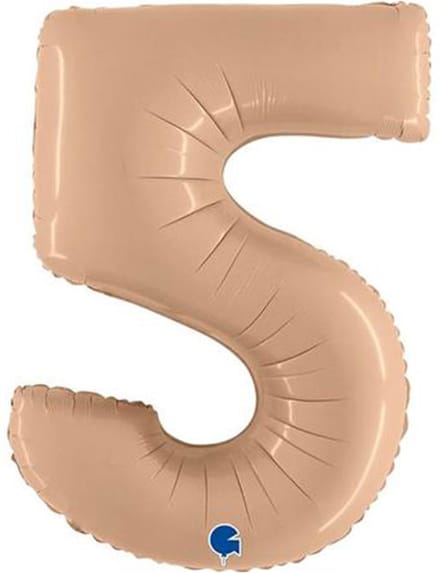Folieballon Cijfer 5 Satin Nude - 100 cm