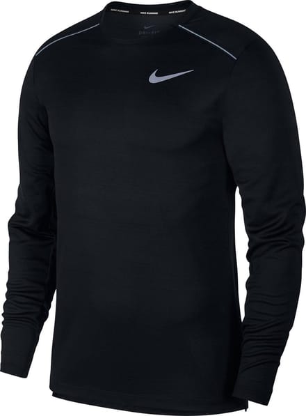 Nike Dry Miler Top Ls Sportshirt Heren - Black/Black/Reflective Silv - Maat XL