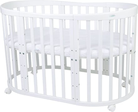 Multifunctioneel OVAAL 7 in 1 Babybed / peuterbed incl. matras - Wit