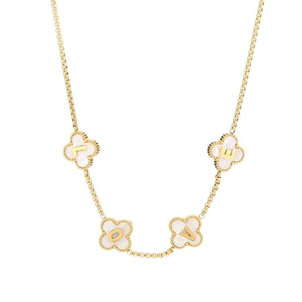 Bijoutheek Collier Klavers Love wit