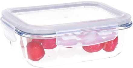 B-Home Vershoudbakje/lunchbox - luchtdicht - met clips - glas - 17 x 13 cm - 630 ml