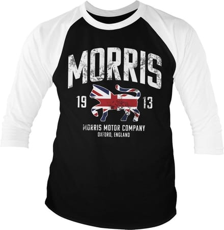 Morris Motor Company Baseball T-shirt met 3/4-mouwen, witite-Black