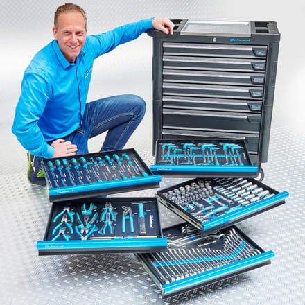 Datona® Gereedschapswagen “tech-line” 80 cm + 171-delige gereedschapsset - Zwart