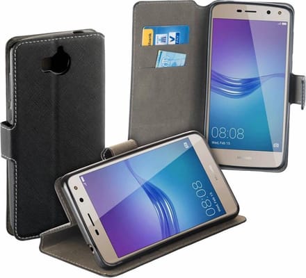 Zwart Y Wallet Bookcase Geschikt voor Huawei Y6 2017 Hoesje