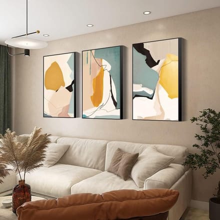Wanddecoratie Set - Canvas Prints - Ruimte Verfraaien - Moderne Abstracte Stijl - 3 Delig 16x24 Inch - Wit