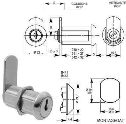 AUTOMAAT CILINDER MOER 32MM RECHTE LIP