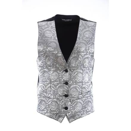 Dolce & Gabbana Vrouwen Zilver Brokaat Mouwloze Metallic Top