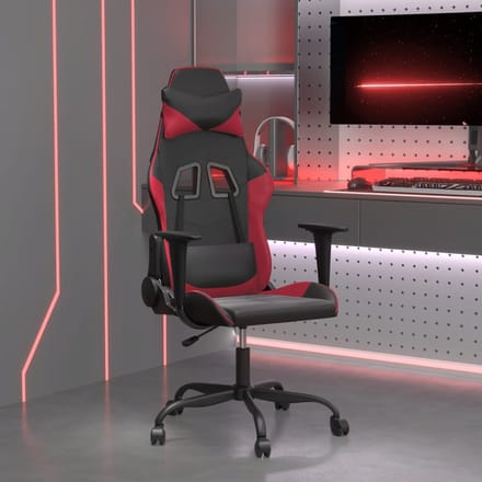 vidaXL - Massage - gamestoel - kunstleer - zwart - en - wijnrood