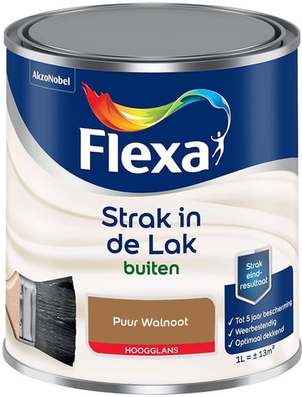 Flexa - Strak In De Lak Buitenlak Hoogglans - Puur Walnoot - Mengverf - 1 L