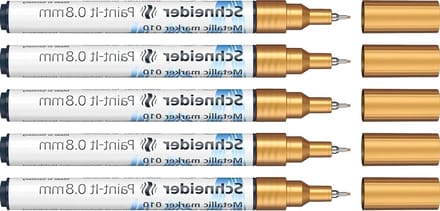 Metallic Markers - Verfstiften - Decoreren van objecten - Hoogglans metallic effect - 5 stuks 08 mm - Goud