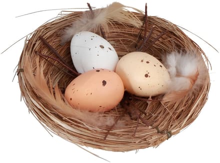 CHAKS - Natuurlijk nest met 3 eieren 12 cm
