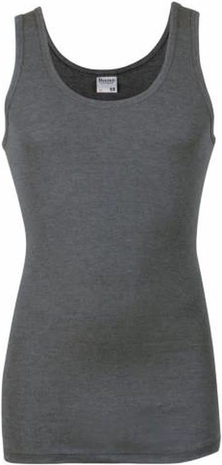 Heren hemd antraciet - Katoenen onderhemd - Singlet grijs - M - Antracite