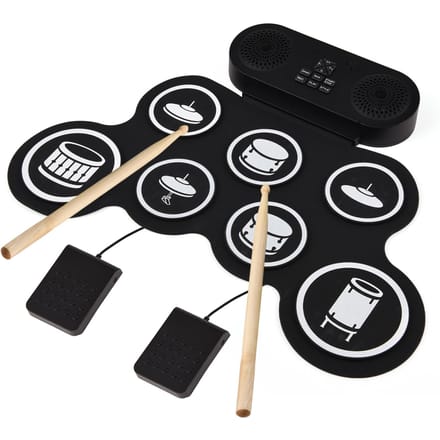 Elektronische drumset Handroll drumset 7 pads met dubbele luidspreker 7 drumstijlen 6 ritmes 10 demo zwart