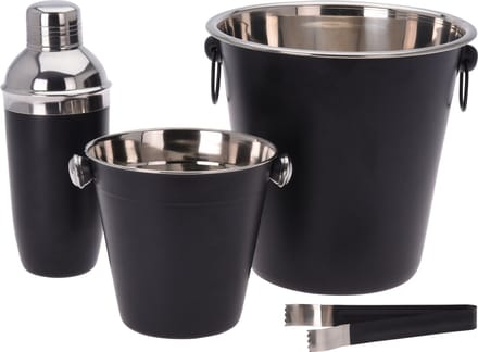 Cocktailset 4-delig RVS - Mat zwart - Bar set