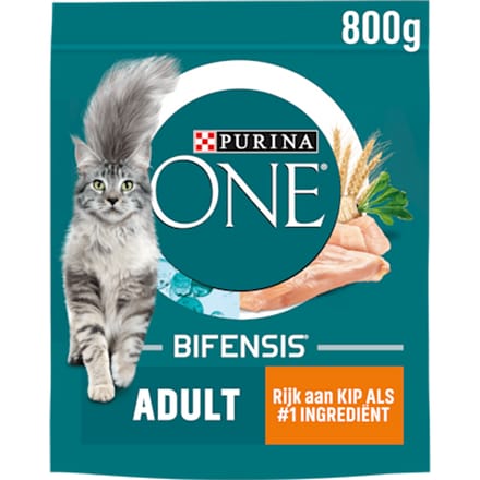 Purina ONE Droogvoer voor Volwassen Katten met Kip en Volkoren Granen, Zak van 800 Gram - Compleet en Gebalanceerd