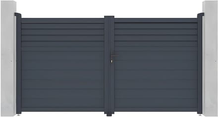 Vente-unique Draaipoort in aluminium - L305 x H166 cm - Antraciet - VIAZO